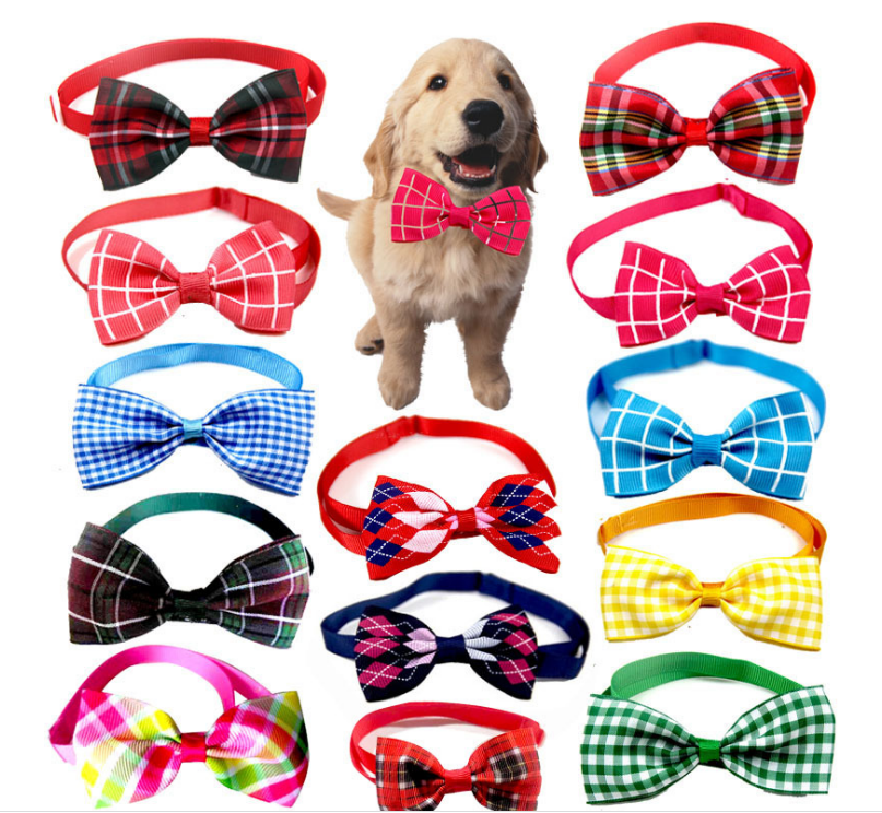 Plaid Bow Tie Collar Accessory for Dogs and Cats