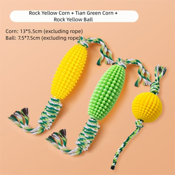 Corn Knot Dog Chew Toy – Teeth Cleaning Rope Ball for Small & Large Dogs – detail view