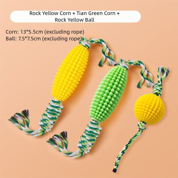 Corn Knot Dog Chew Toy – Teeth Cleaning Rope Ball for Small & Large Dogs – detail view