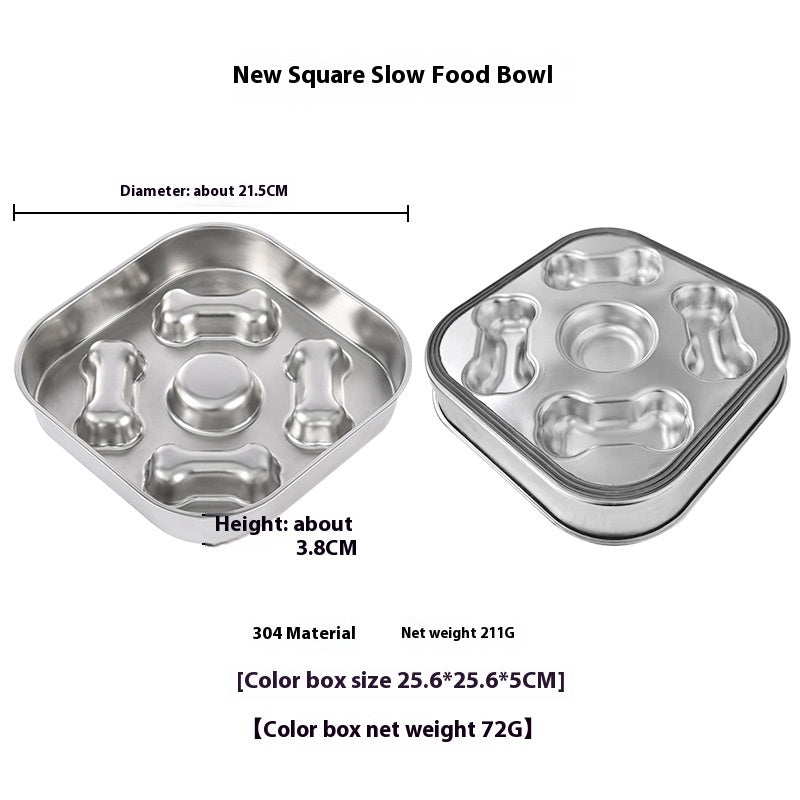 Stainless Steel Slow Feeding Bowl, for dogs and cats.