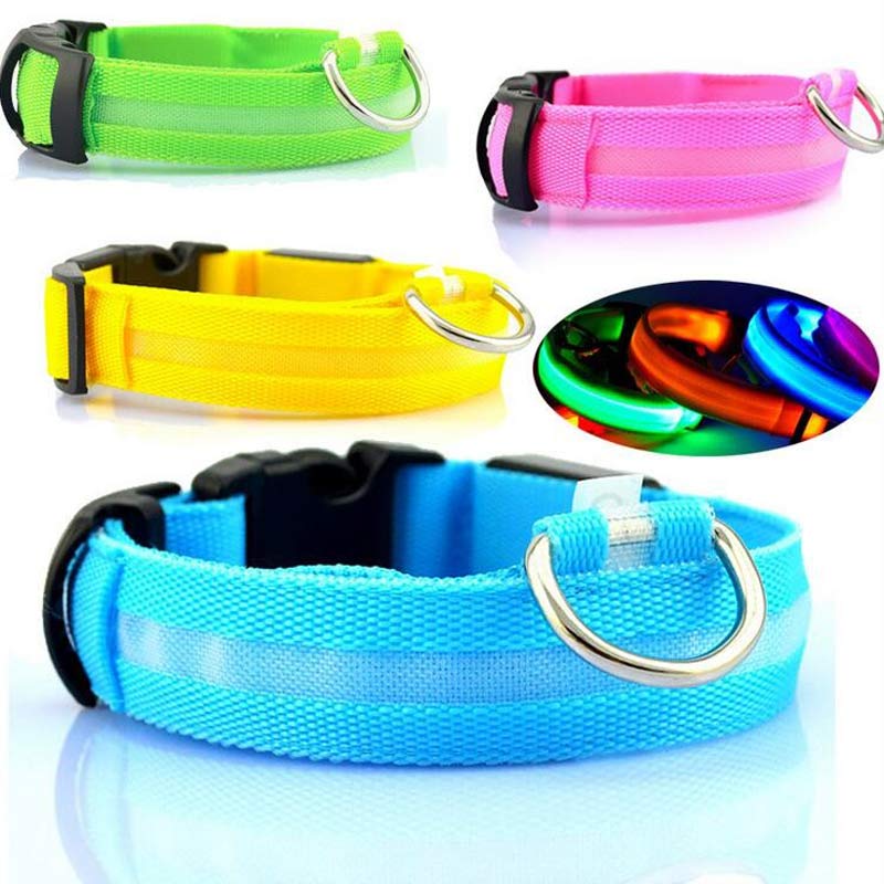 Nylon LED Pet Dog Luminous Collar Night Safety Flashing Glow in Dark Dog Cat Leash Adjustable Pet Supplies - kindoPet