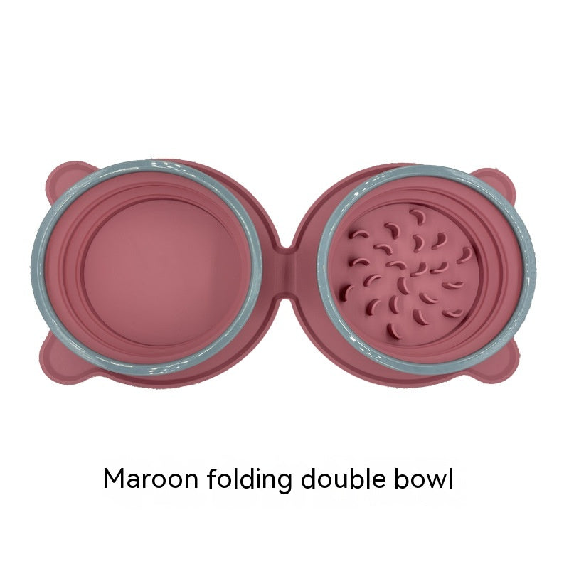 Foldable Silicone Double Travel Bowl for Pets