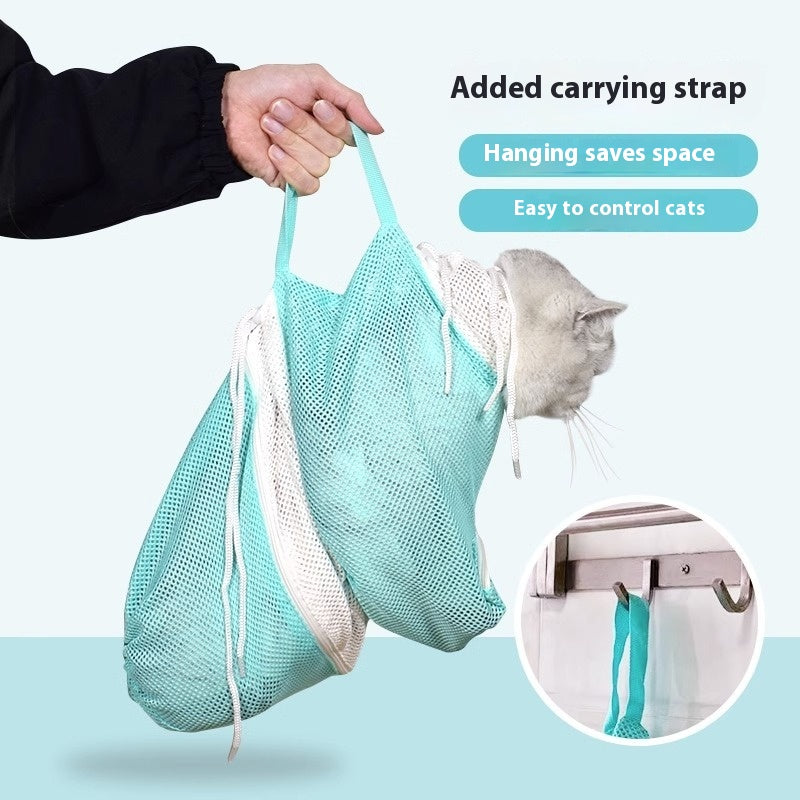 Detachable Cat Grooming Bag with Sponge and Tools