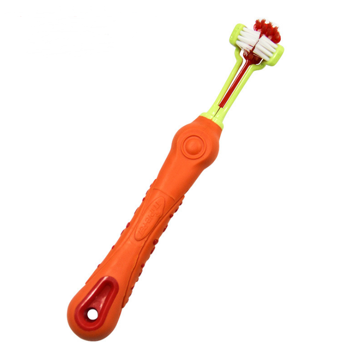 Three-Sided Dog Toothbrush for Easier Teeth Cleaning, for dogs.