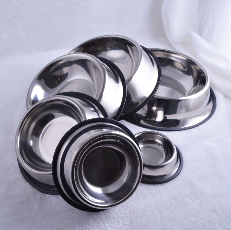 Classic Stainless Steel Pet Bowl, Six Diameter Sizes, for dogs and cats.
