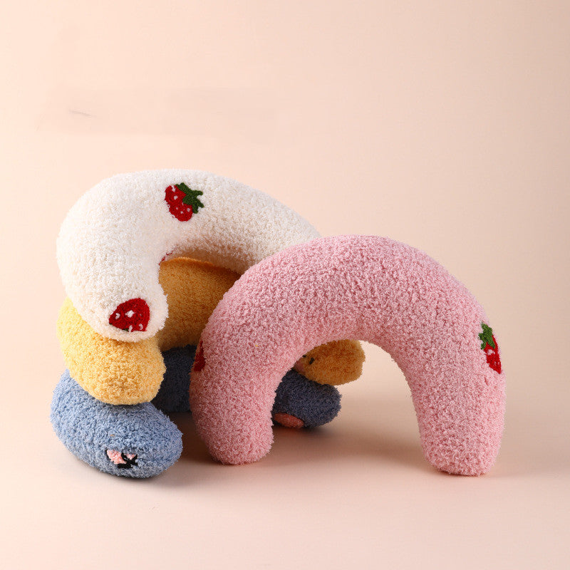 Soft U-Shaped Plush Pillow for Cats to Curl Up In