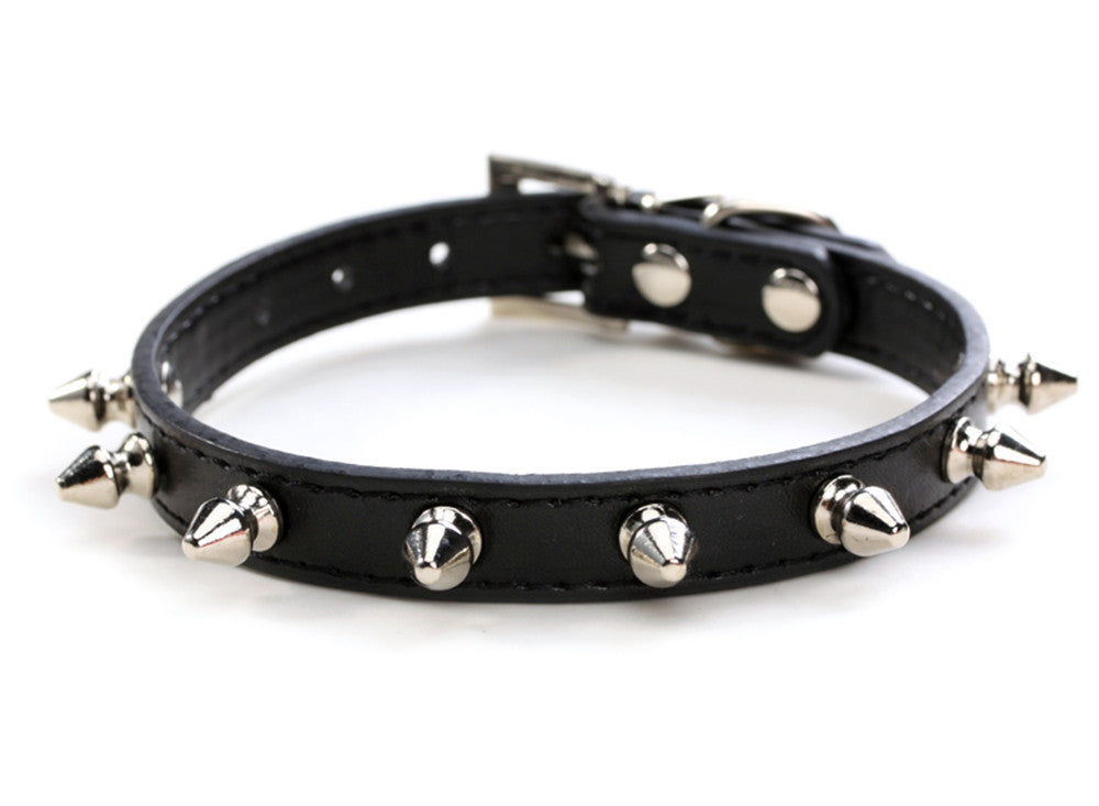 Rivet-Studded PU Leather Dog Collar, Sized XS to L, for dogs.