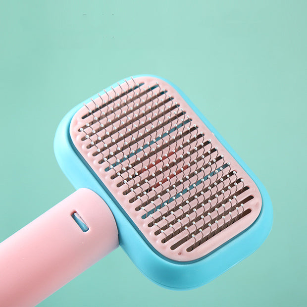 Stainless Steel Pet Dematting Brush – Open-Knot Grooming Comb – detail view