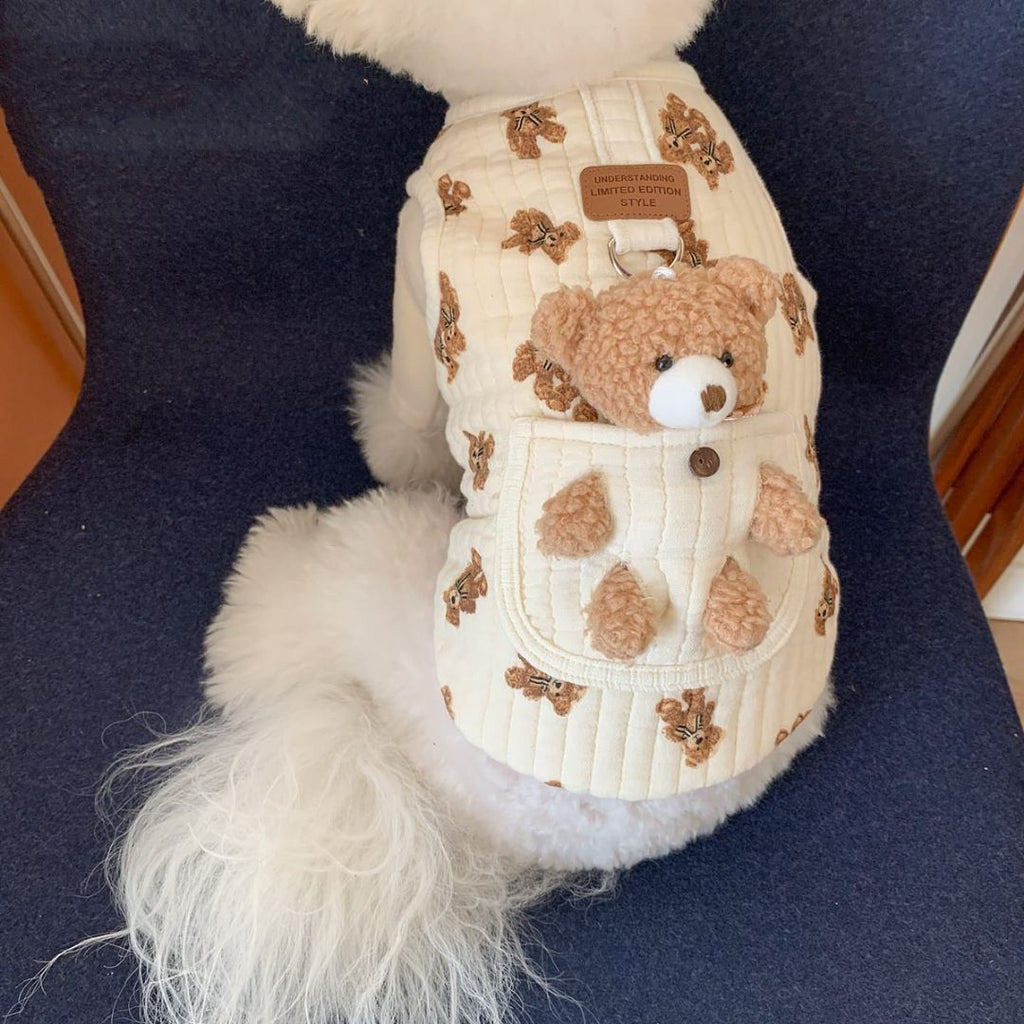 Cotton Vest with Built-In Leash Ring, for dogs.
