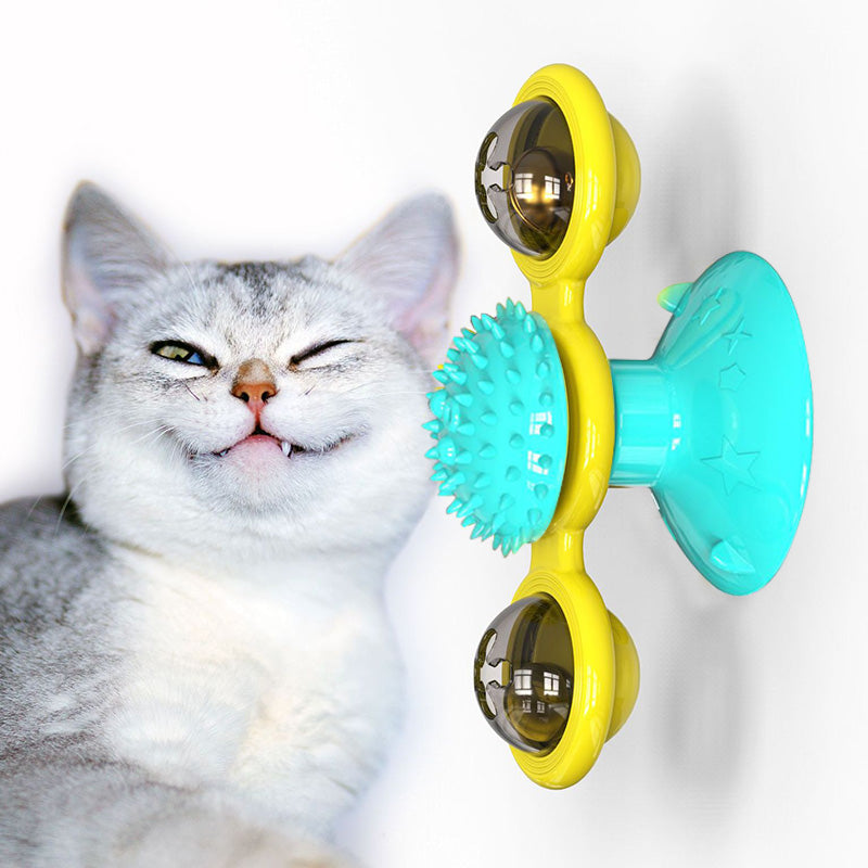 Suction Cup Spinning Windmill Scratcher Toy for Cats