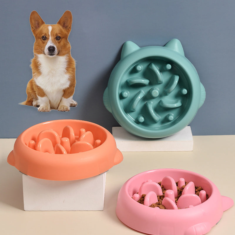 Pet Dog Cat Slow Feeder Bowls Anti Choking Slow Feeder Dish Bowl Home Dog Eating Plate Anti Gulping Bowl Supplies - kindoPet