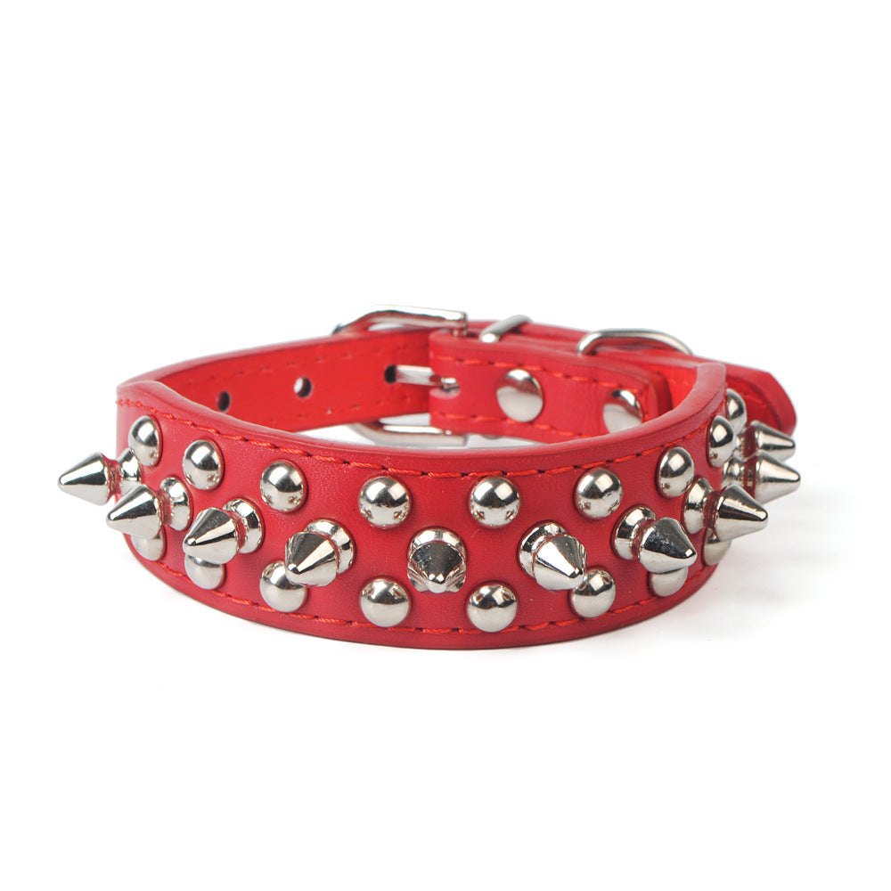 Rivet-Studded PU Leather Collar, for dogs and cats.