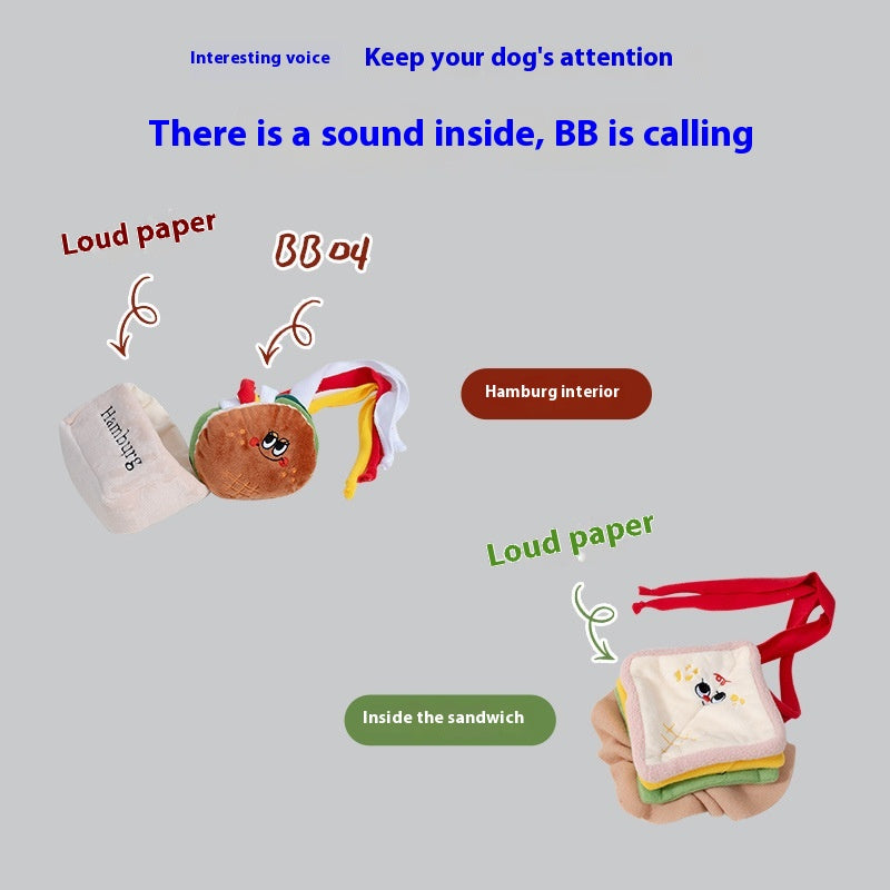 Plush Sandwich Toy with Crinkle Paper, for dogs and cats.