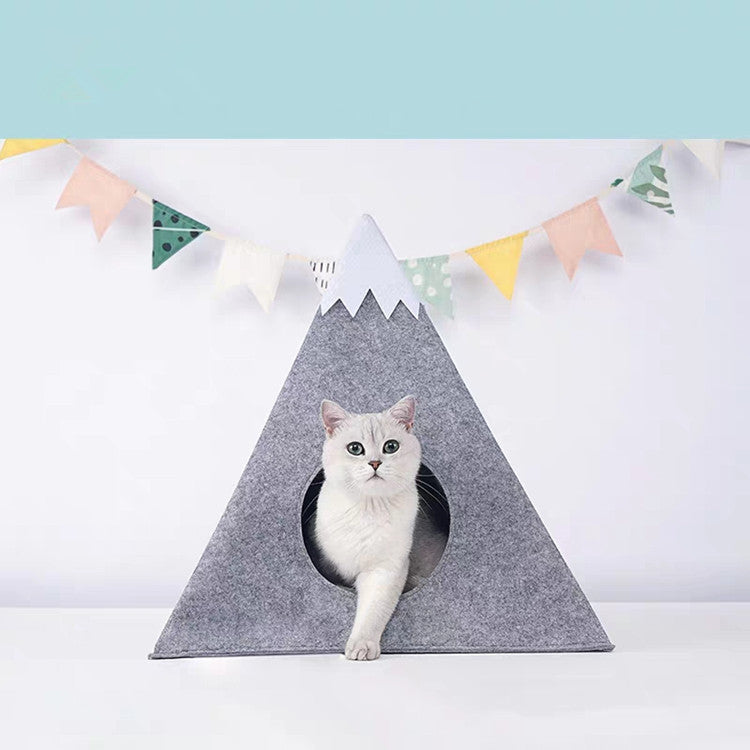 Felt Snow Mountain Shape Semi-Enclosed Cat Kennel, for cats.
