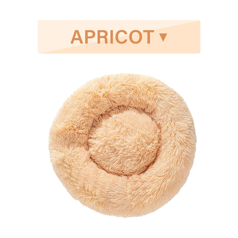 Fluffy Donut Dog Bed  Warm Soft Long Plush Pet Cushion Dog House Cat  Bed Washable Pet Sofa Mat Calming Samll Large Dog Beds - kindoPet