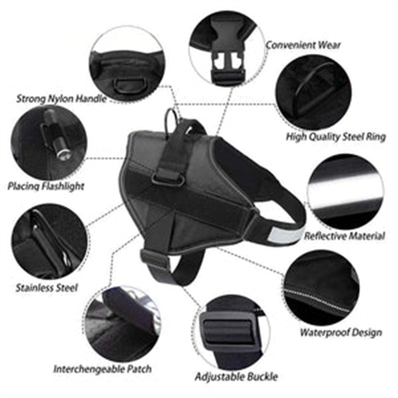 Reflective Vest-Style Chest Harness, for dogs.