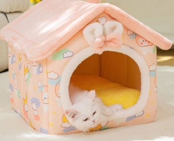 Foldable Enclosed Dog House – Warm Winter Cave Kennel for Cats & Dogs – detail view