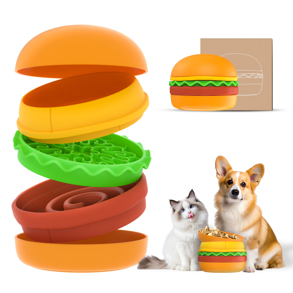 Hamburger-Shaped 5-in-1 Feeding Bowl for Pets