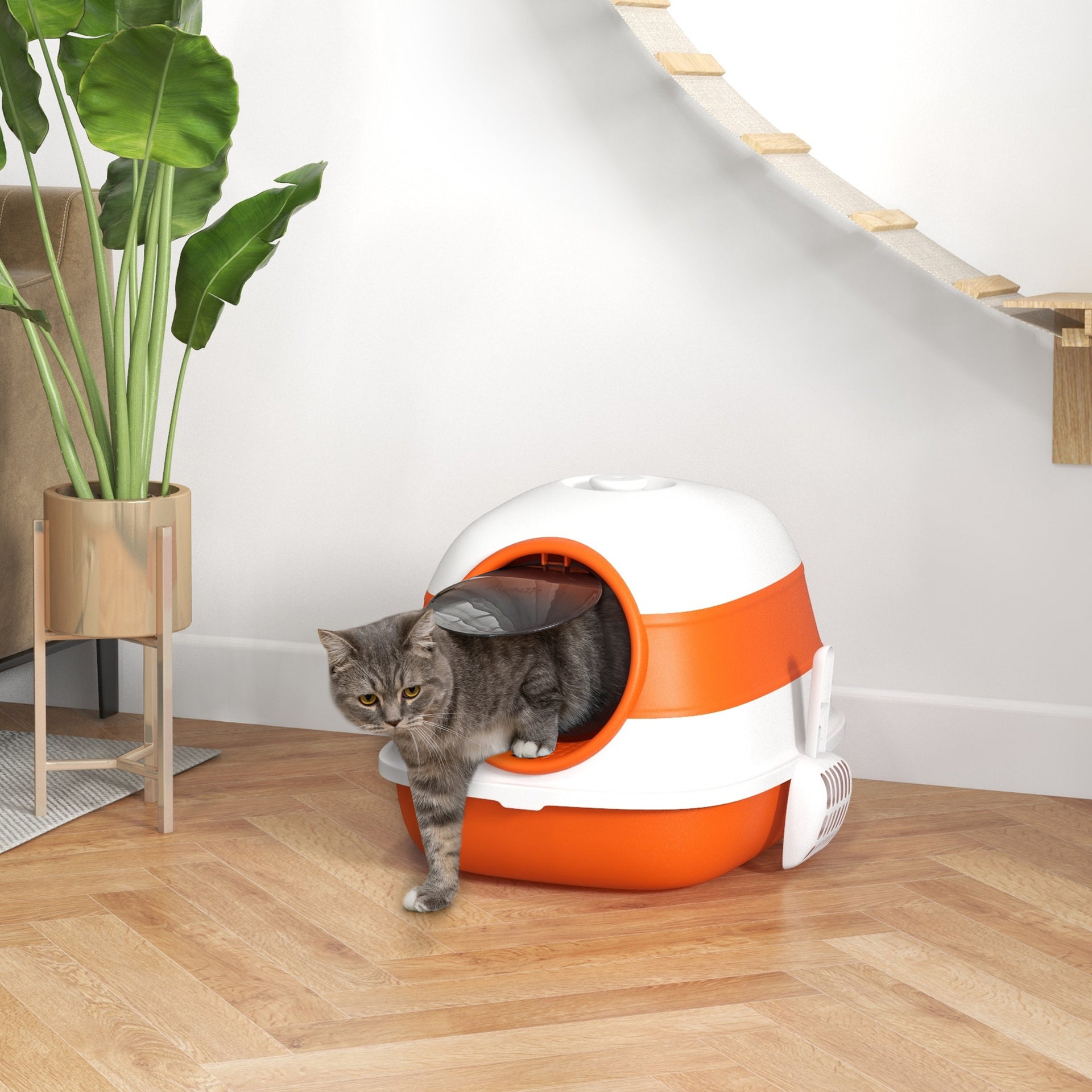 Dome Covered Cat Litter Box with Lid