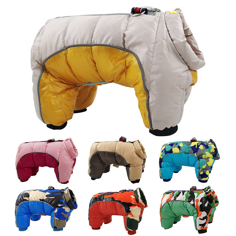 Cotton-Padded Four-Leg Winter Jacket, for dogs.