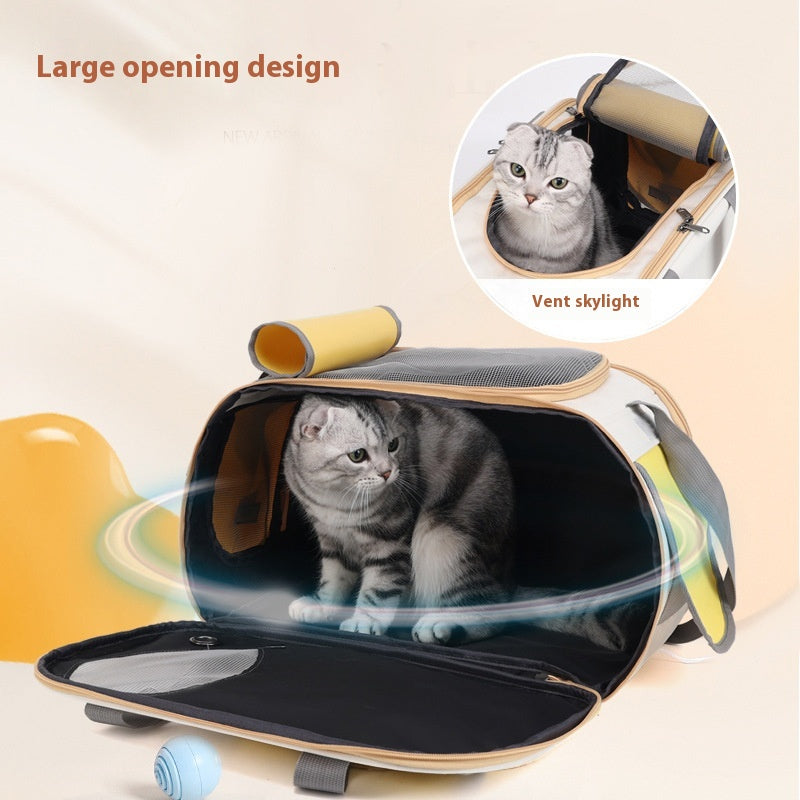 Foldable Large-Capacity Canvas Shoulder Bag, for dogs and cats.