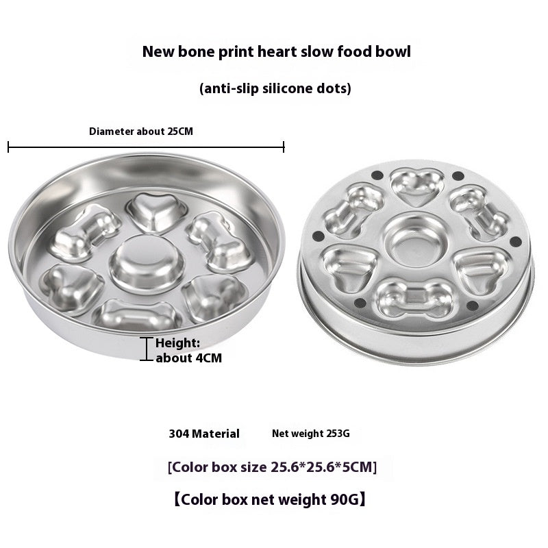 Stainless Steel Slow Feeding Bowl, for dogs and cats.