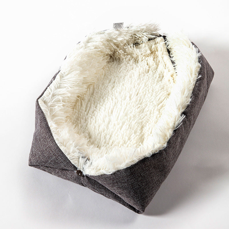 Plush Button Cat Nest and Cushion, 60 by 50 cm, for cats.