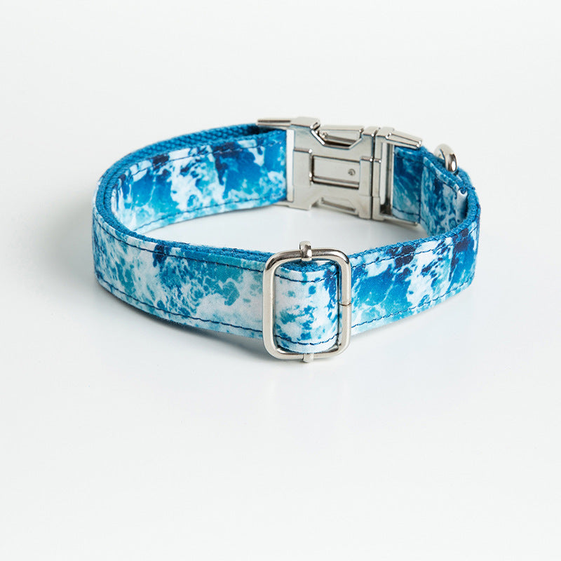 Marine-Print Polyester Dog Collar, Sized XS to XL, for dogs.