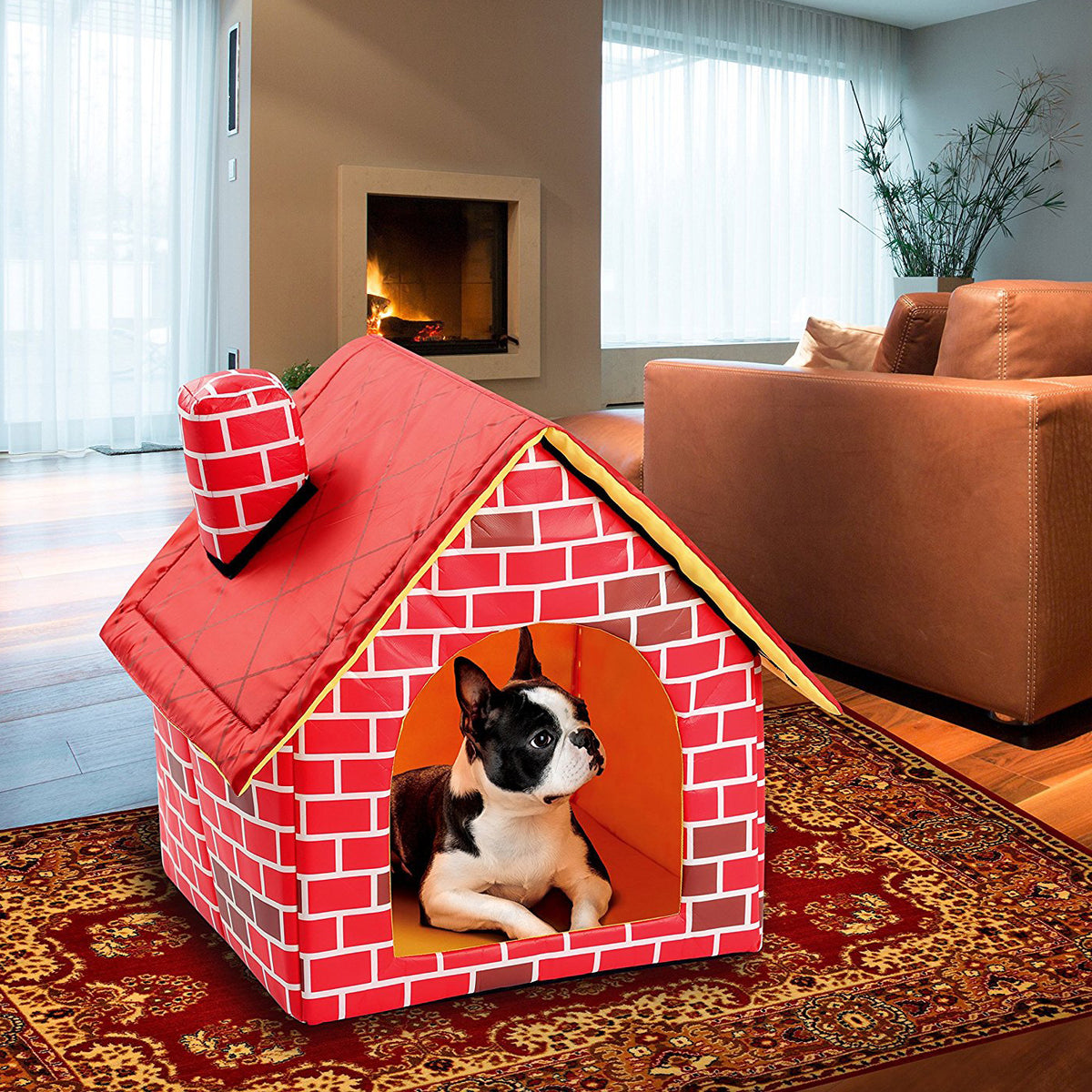 Chimney-Shaped Cat House with Removable Cushion, for cats.