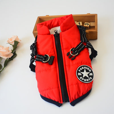 Hooded Winter Dog Coat with Adjustable Reflective Strap