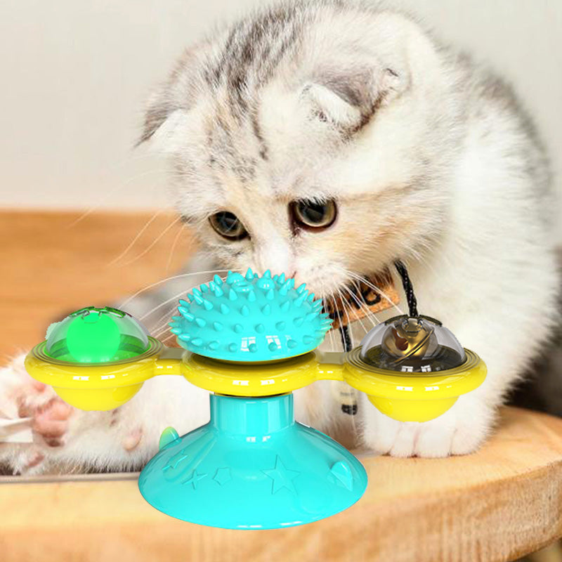 Suction Cup Spinning Windmill Scratcher Toy for Cats