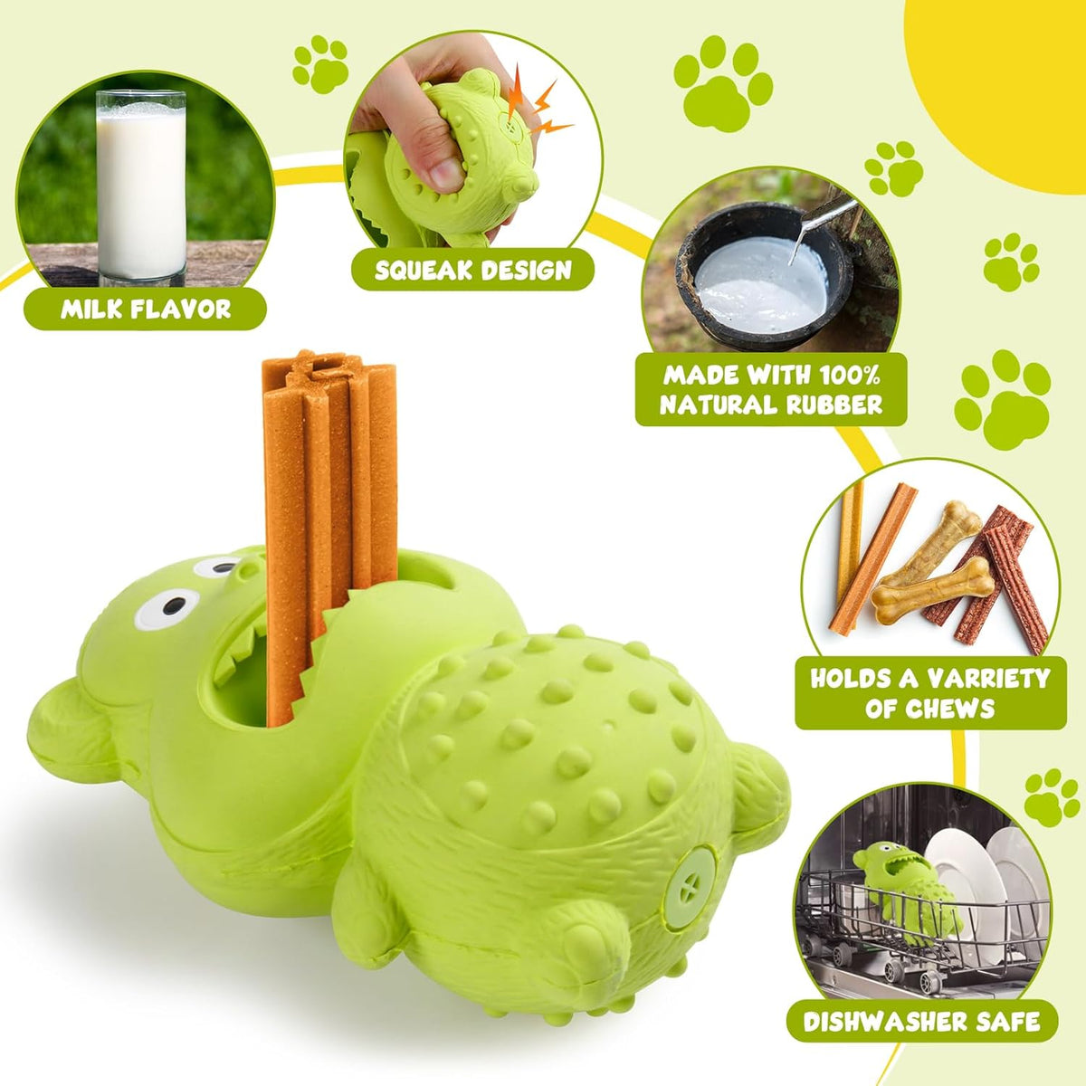 Tough Natural Rubber Squeaky Chew Toy for Dogs