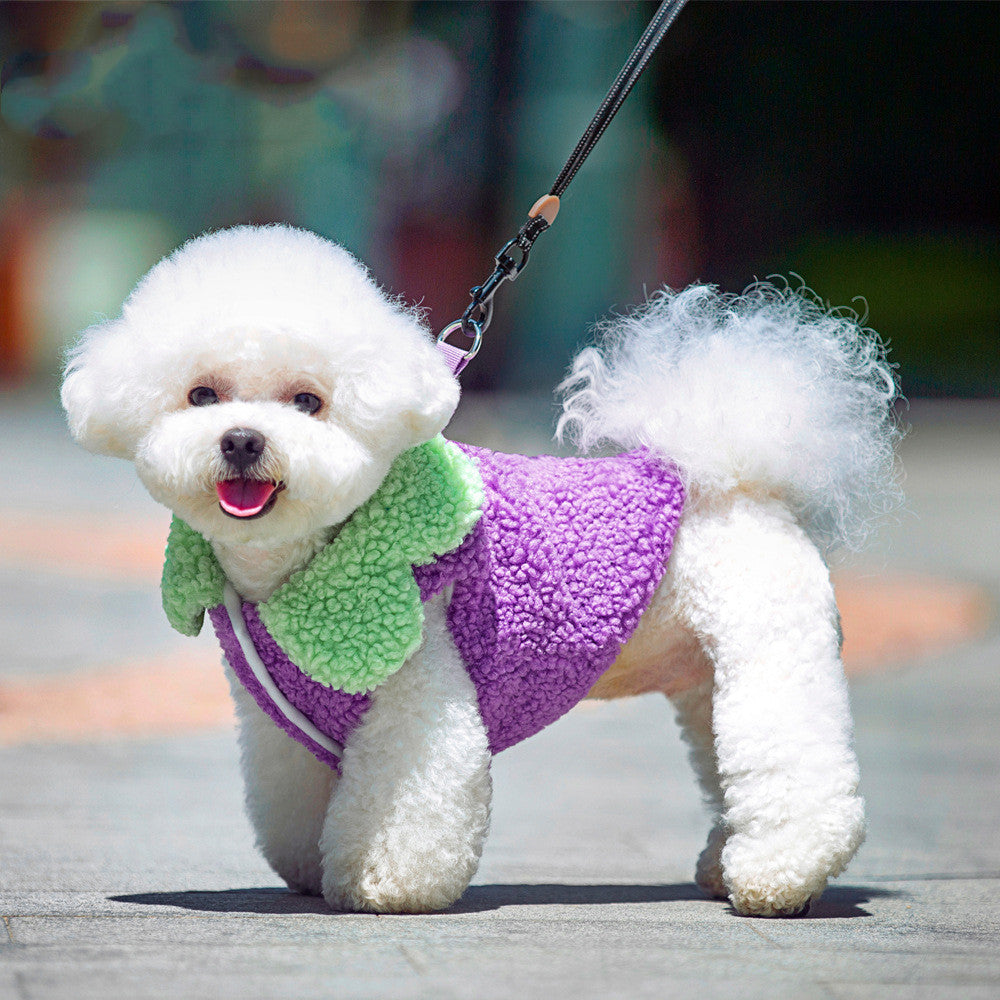 Coral Fleece Vest with Lace Trim, for dogs.