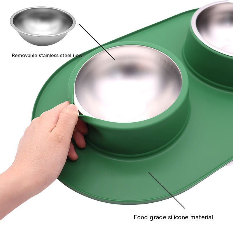 Anti-Splash Stainless Steel Bowl with Silicone Base, for dogs and cats.