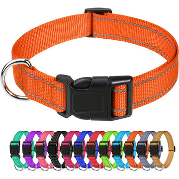 Adjustable Nylon Dog Collar – Reflective Walking Collar All Sizes – pet wearing
