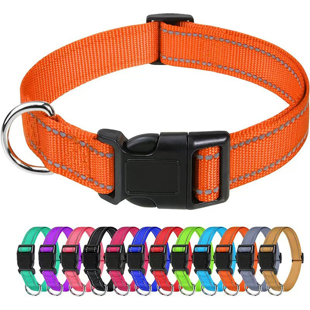 Adjustable Nylon Dog Collar – Reflective Walking Collar All Sizes – pet wearing