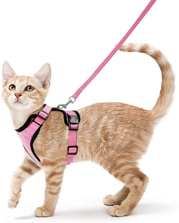 Breathable Mesh Chest Harness with Reflective Trim, for cats.