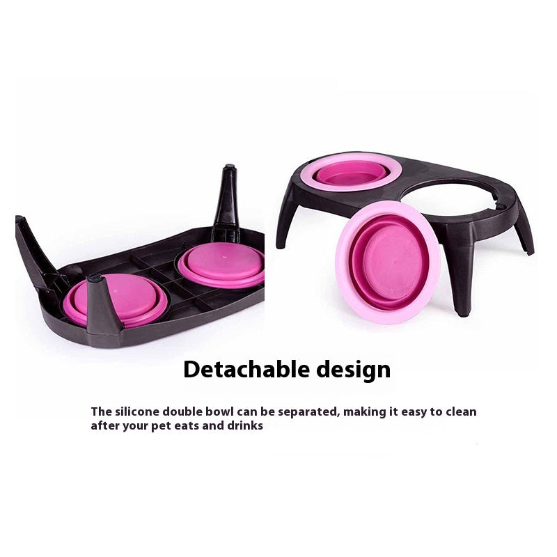 Folding Double Bowl Feeder, for dogs.