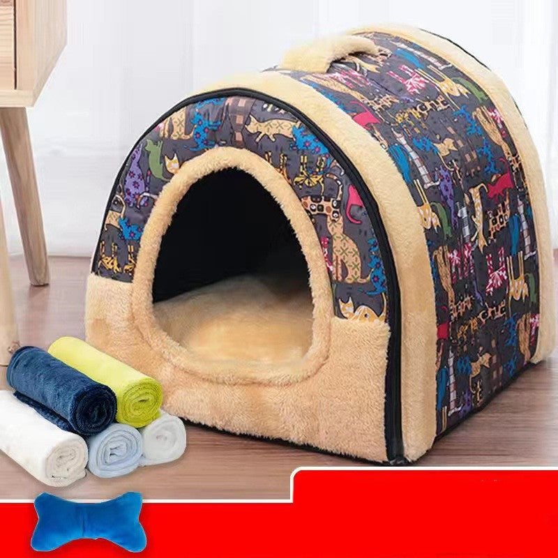 Detachable and Washable Enclosed Cat Nest House, for cats.