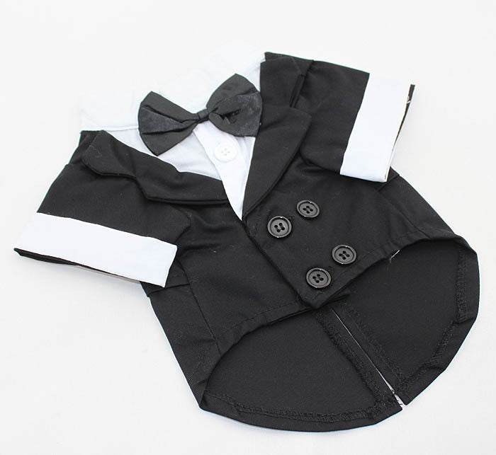 British-Style Dress Suit with Bow Tie, for dogs.