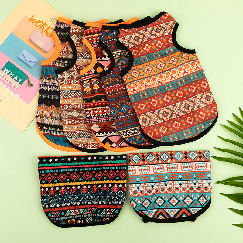 Ethnic-Print Polyester Vest, for dogs.