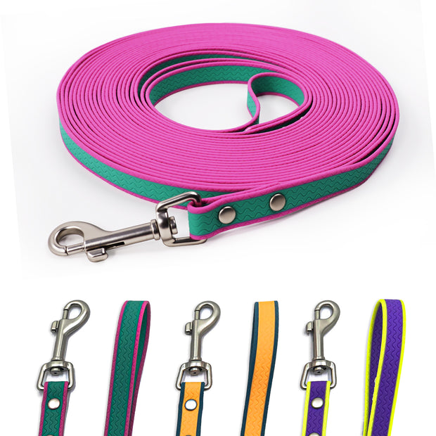 Waterproof PVC Long Training Leash – 10/20/30 ft Recall Lead – size reference