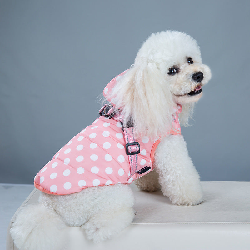 Polka-Dot Padded Winter Vest, for dogs.