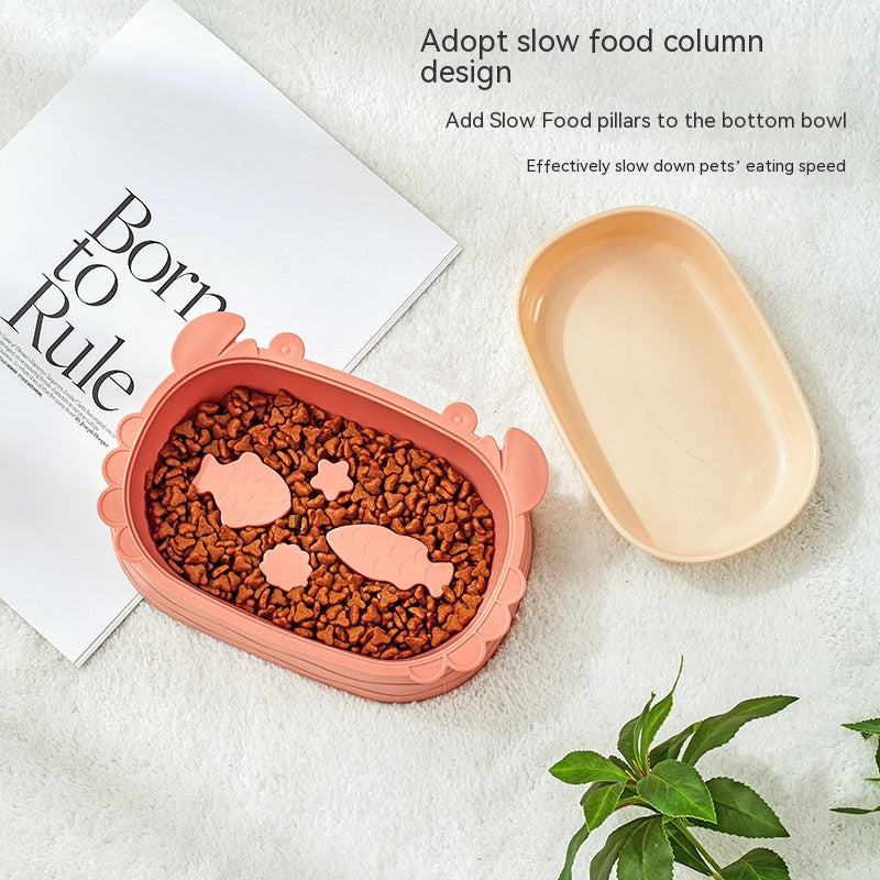 Crab-Shaped Removable Double Bowl for Slow Feeding, for cats.