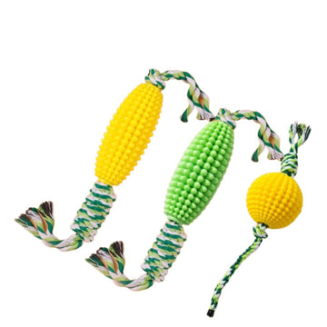 Corn Knot Dog Chew Toy – Teeth Cleaning Rope Ball for Small & Large Dogs – angle view