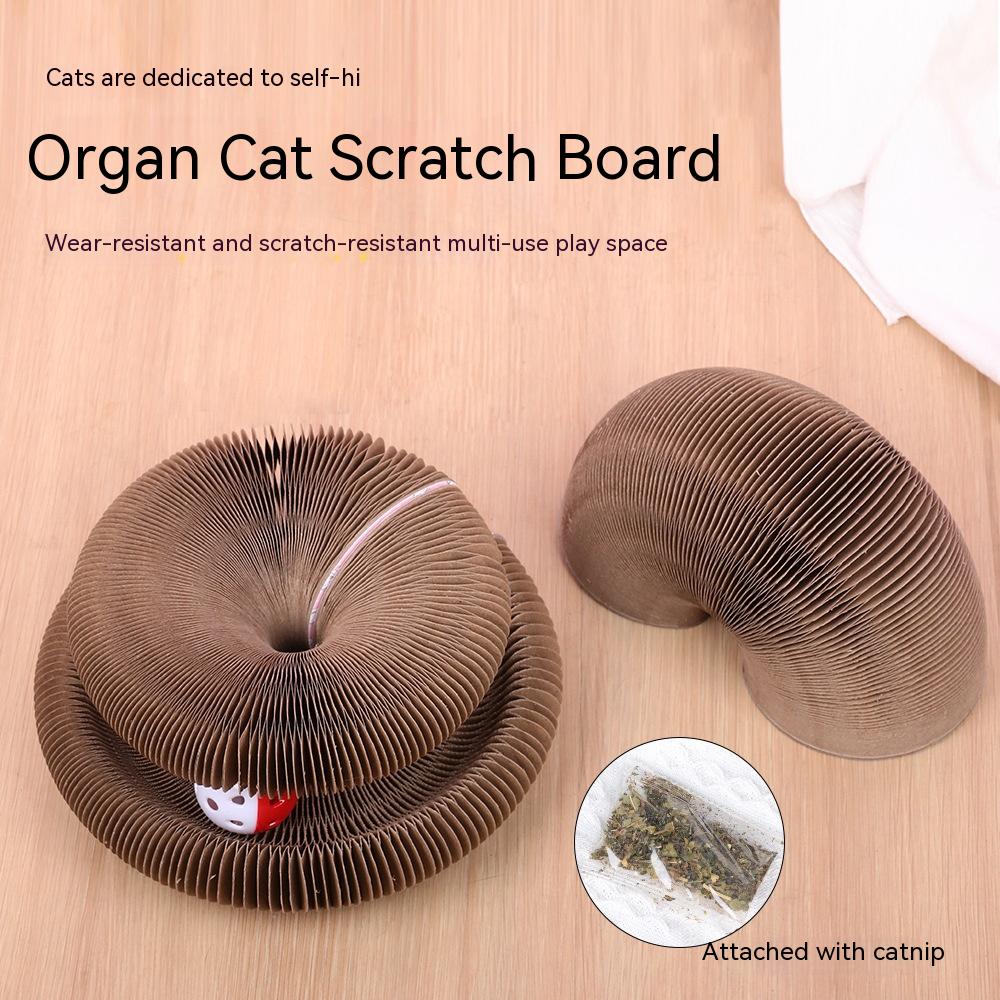 Magnetic Corrugated Paper Cat Scratcher with Track Ball, for cats.