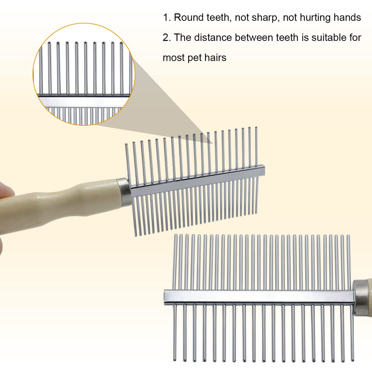 Wooden Handle Grooming Comb, for dogs and cats.