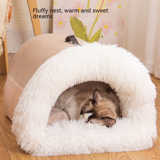 Portable Warm Pet Nest – Moisture-Proof Plush Bed for Cats & Dogs