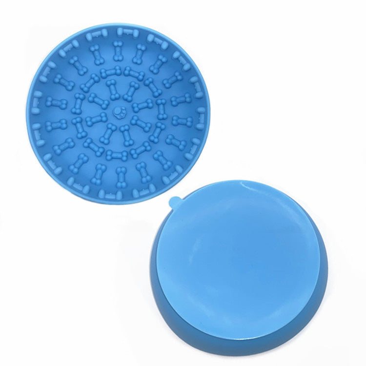 Suction-Cup Silicone Slow-Feed Bowl, for dogs and cats.