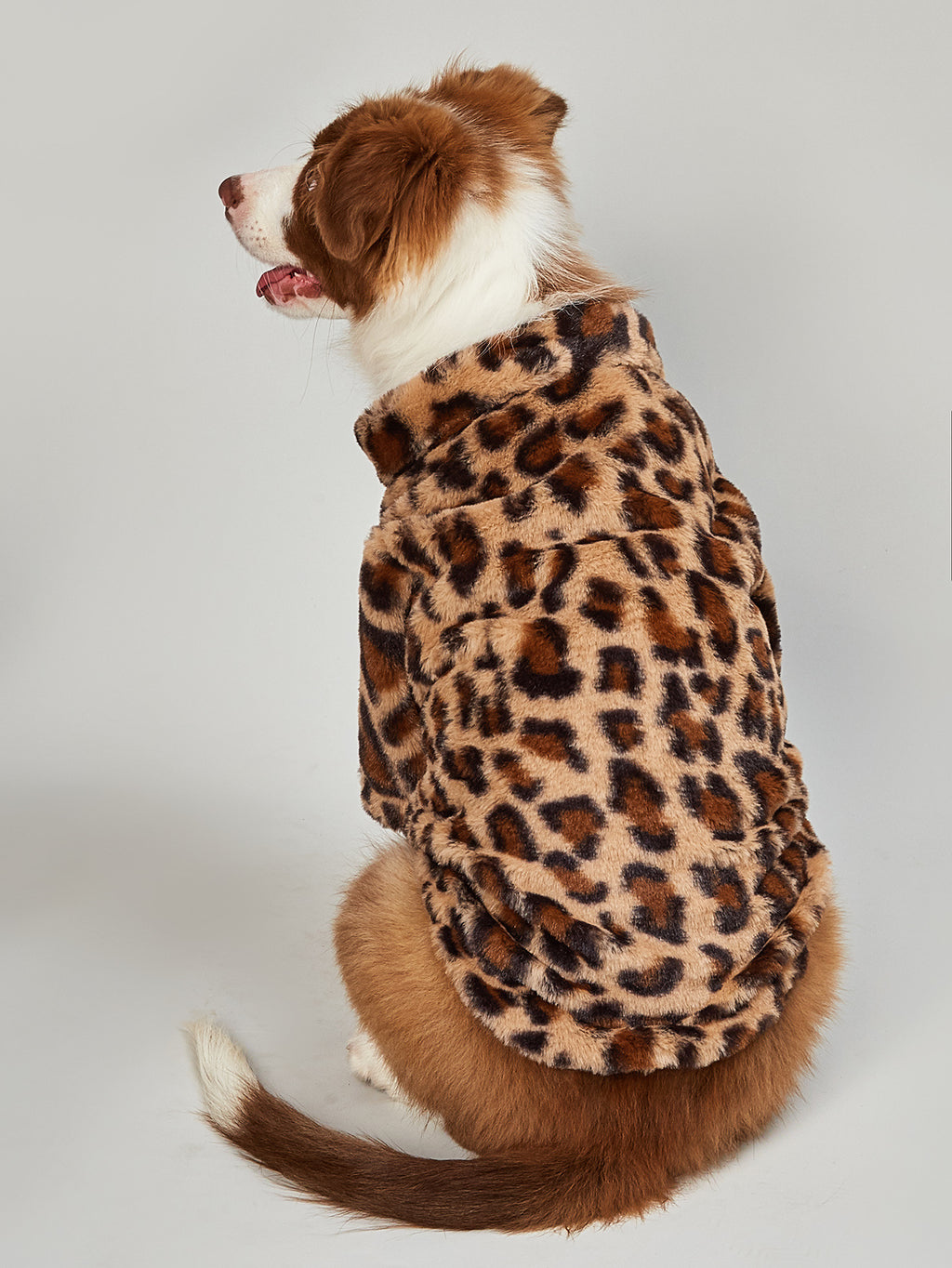 Warm Leopard-Print Acrylic Jacket, for dogs.